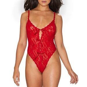 Hanky Panky After Midnight Crotchless Thong Bodysuit Red Women's Size 2X